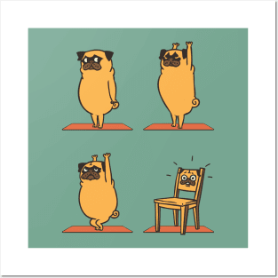 Pug Yoga Chair Pose Posters and Art